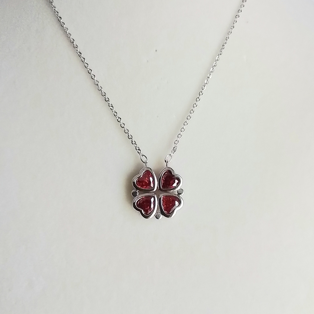 Two-Way Magnetic White Gold Plated Heart Pendant Nevklace